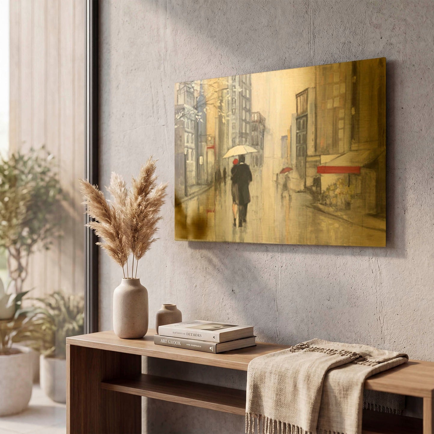 'Spring Rain New York' By Julia Purinton Gold Metal Wall Art