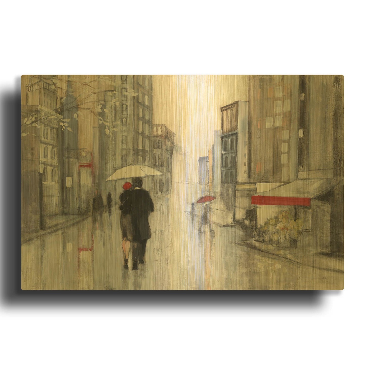 'Spring Rain New York' By Julia Purinton Gold Metal Wall Art