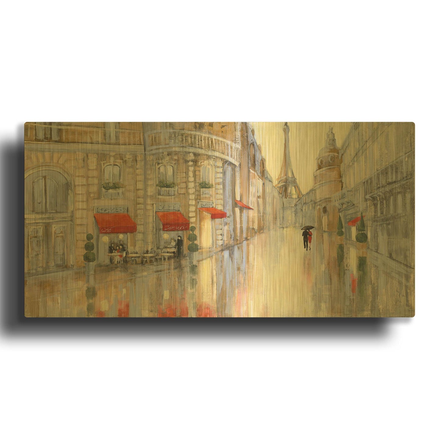 'Touring Paris Couple' By Julia Purinton Gold Metal Wall Art