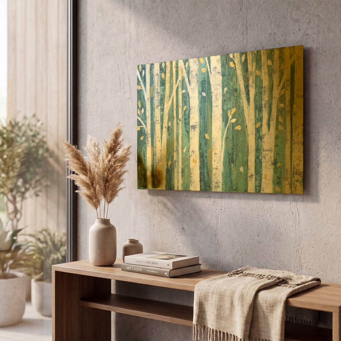 'Birches in Spring' By Julia Purinton Gold Metal Wall Art