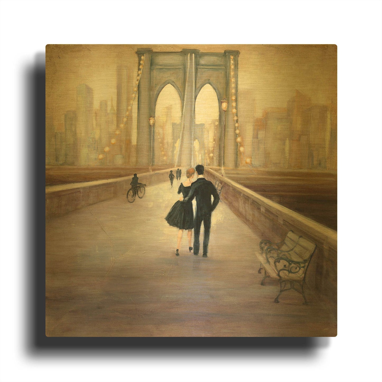 'Bridge to New York' By Julia Purinton Gold Metal Wall Art