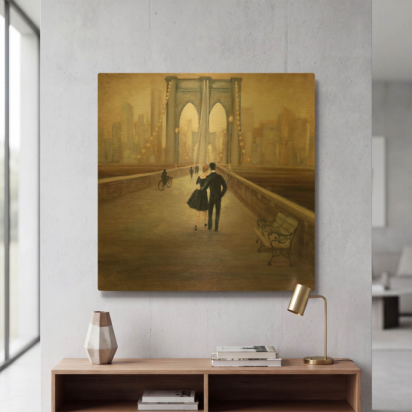 'Bridge to New York' By Julia Purinton Gold Metal Wall Art