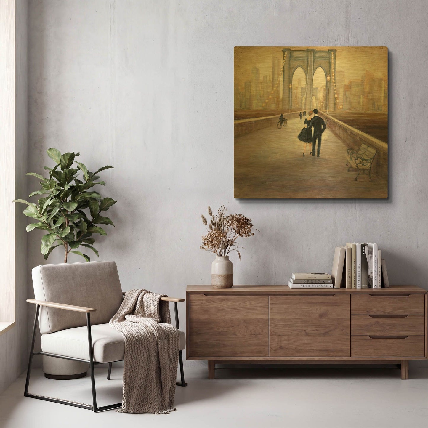 'Bridge to New York' By Julia Purinton Gold Metal Wall Art