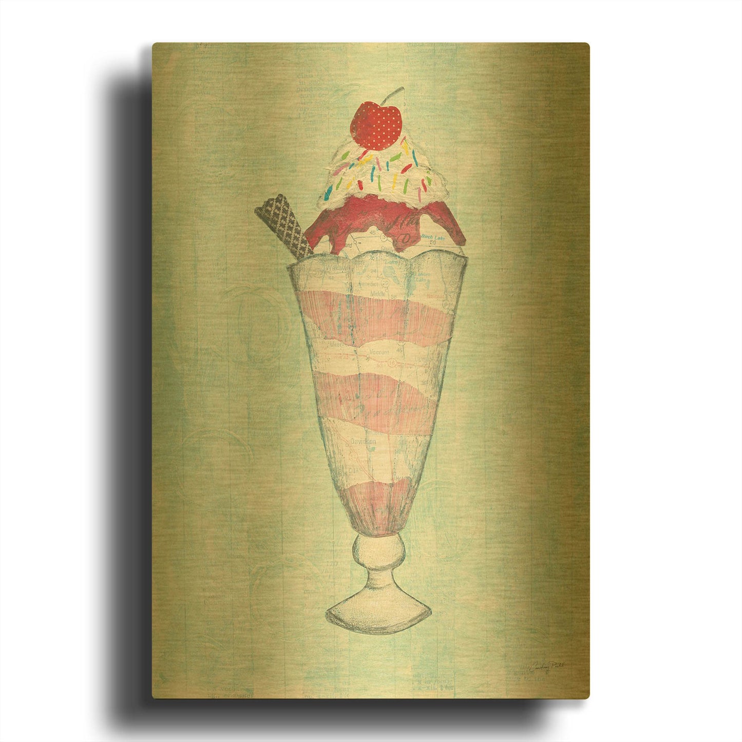 'Sundae Delight I' By Courtney Prahl Gold Metal Wall Art