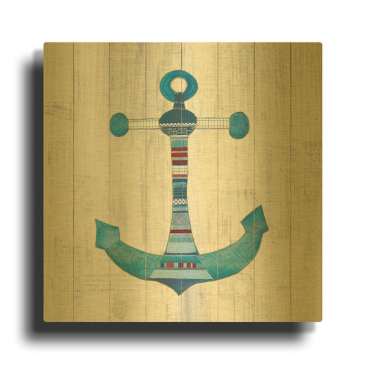 'Wind and Waves IV Nautical' By Courtney Prahl Gold Metal Wall Art