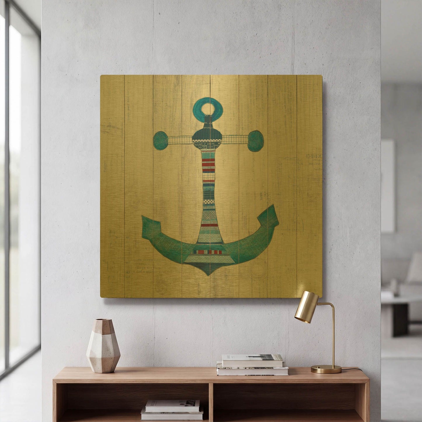 'Wind and Waves IV Nautical' By Courtney Prahl Gold Metal Wall Art