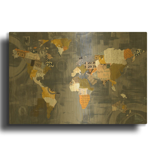 'Golden World on Grey' By Courtney Prahl Gold Metal Wall Art