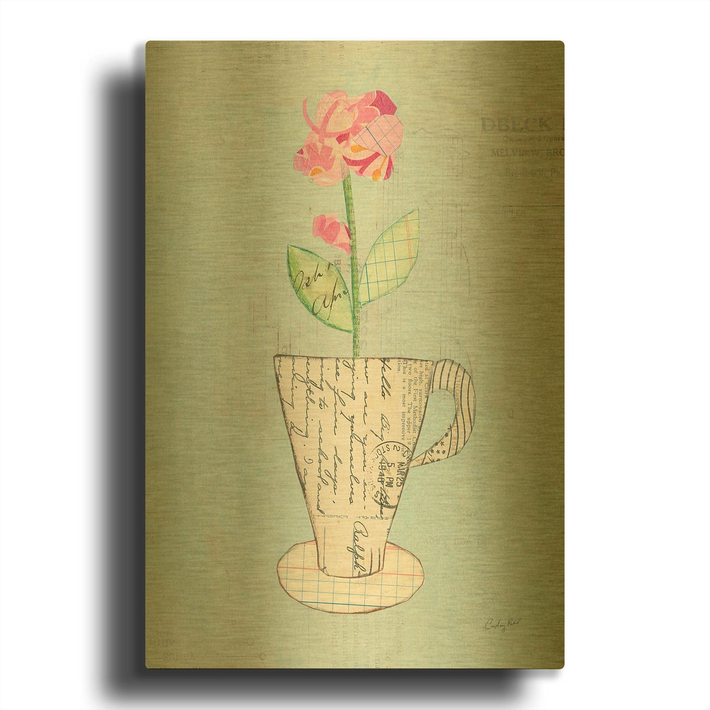 'Teacup Floral III on Print' By Courtney Prahl Gold Metal Wall Art