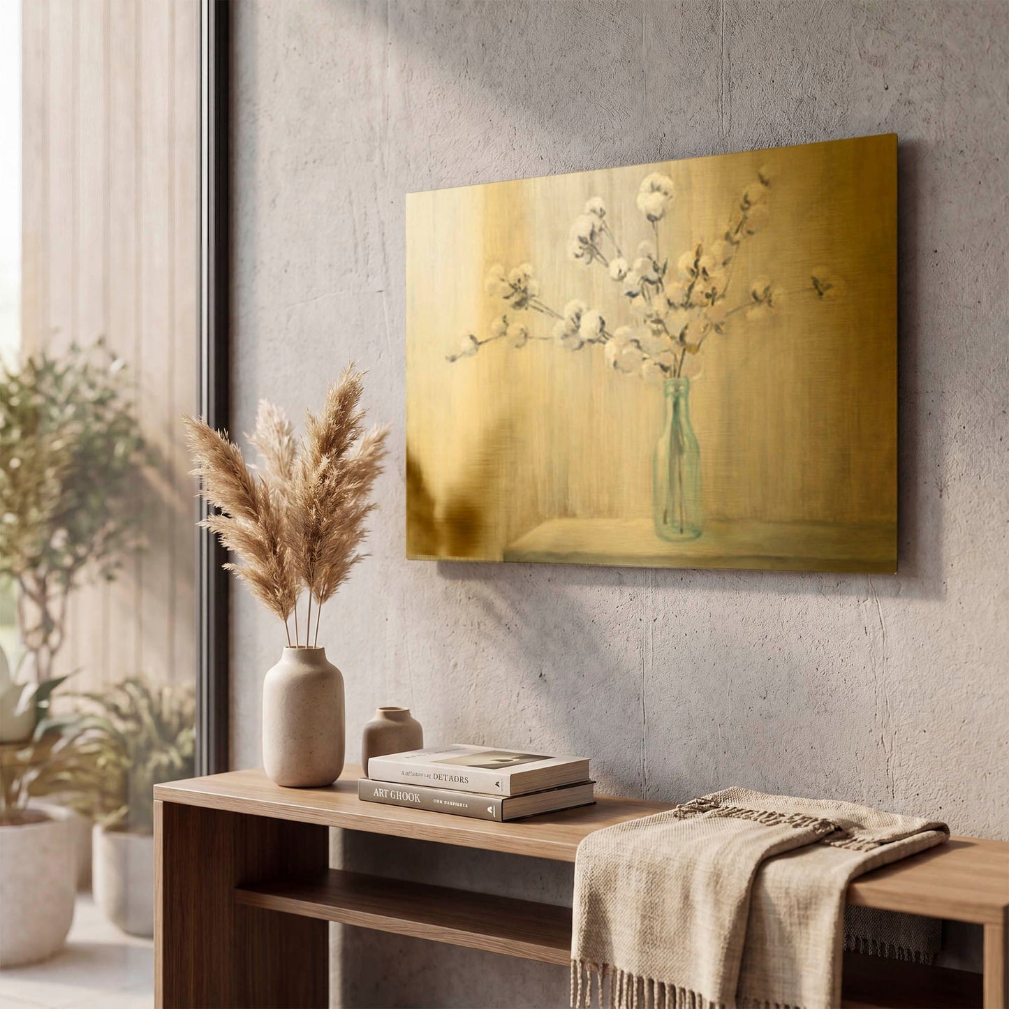 'Cotton Bouquet' By Julia Purinton Gold Metal Wall Art