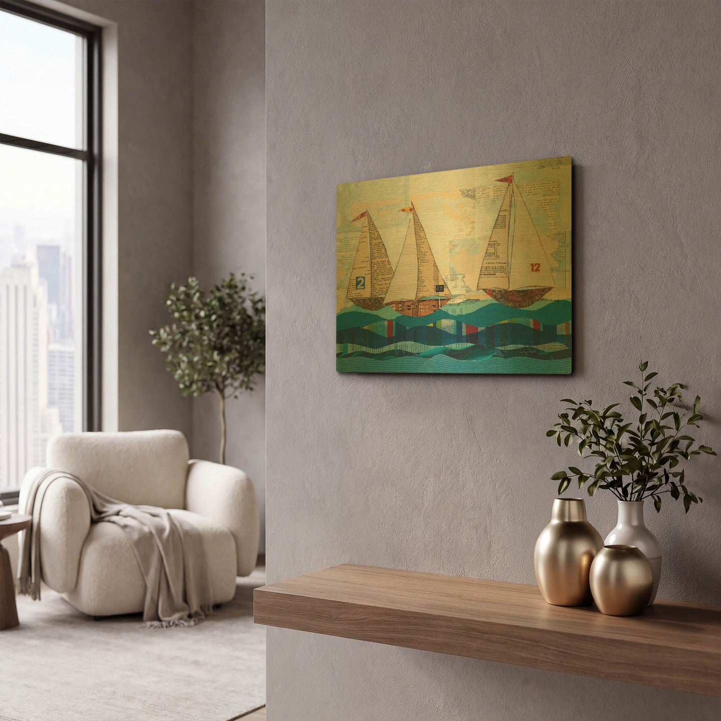 'Sailing no Border' By Courtney Prahl Gold Metal Wall Art