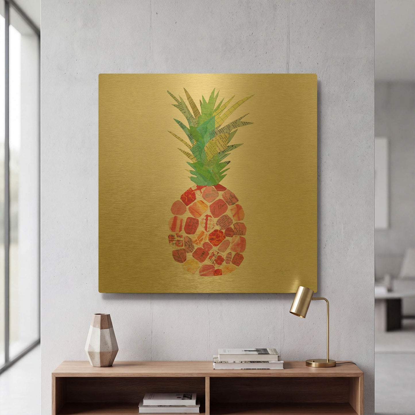 'Tropical Fun Pineapple I' By Courtney Prahl Gold Metal Wall Art