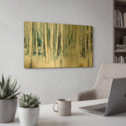 'Winter Woods III Light Trees' By Julia Purinton Gold Metal Wall Art