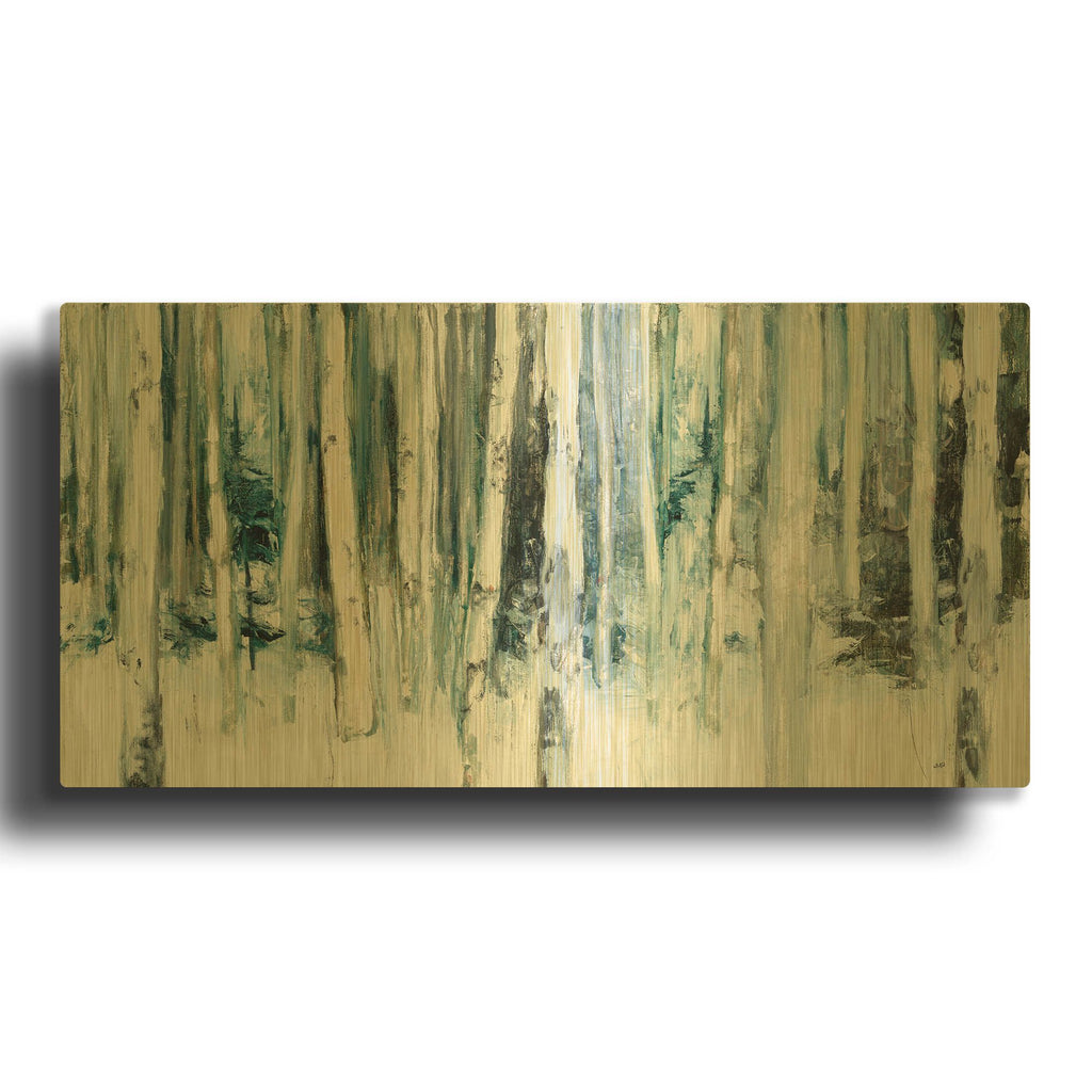 'Winter Woods III Light Trees' By Julia Purinton Gold Metal Wall Art