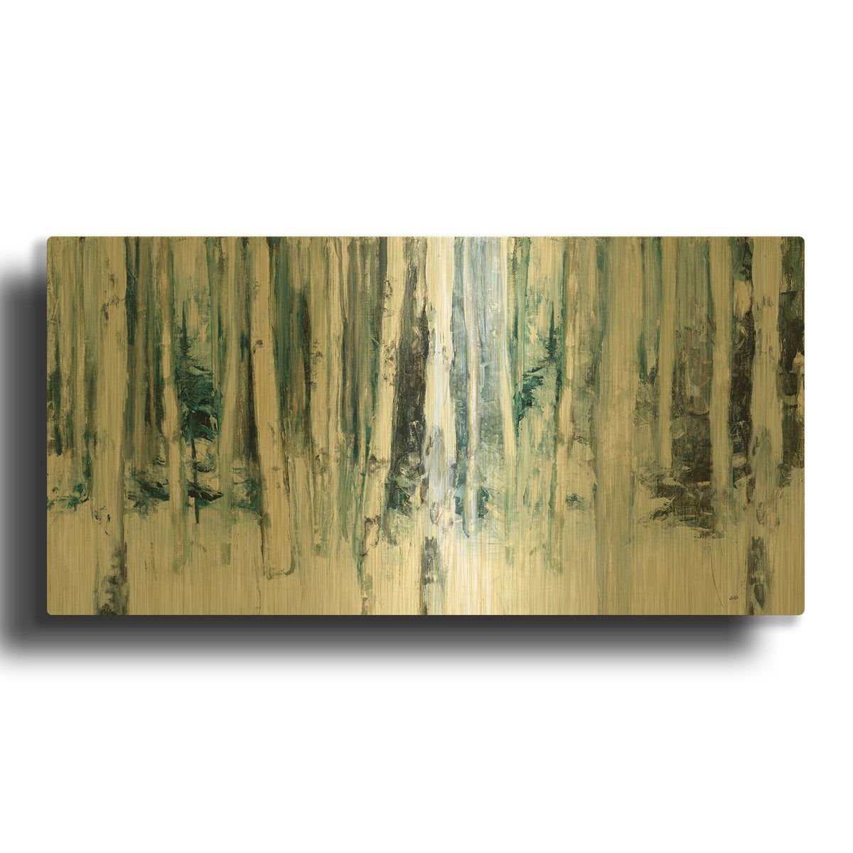 'Winter Woods III Light Trees' By Julia Purinton Gold Metal Wall Art