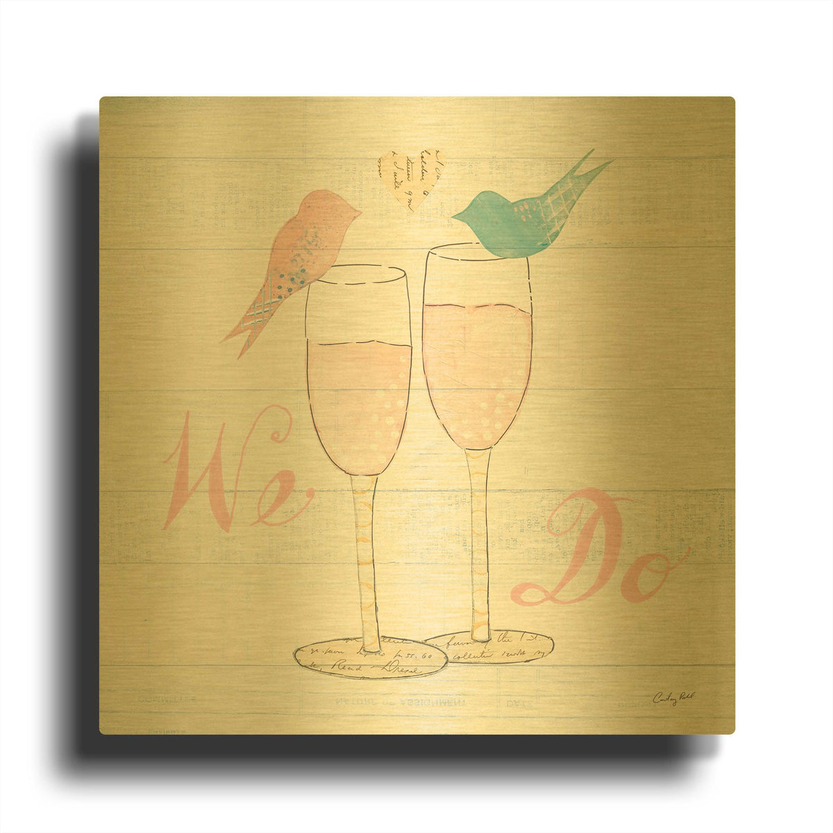 'Lovebirds IV' By Courtney Prahl Gold Metal Wall Art
