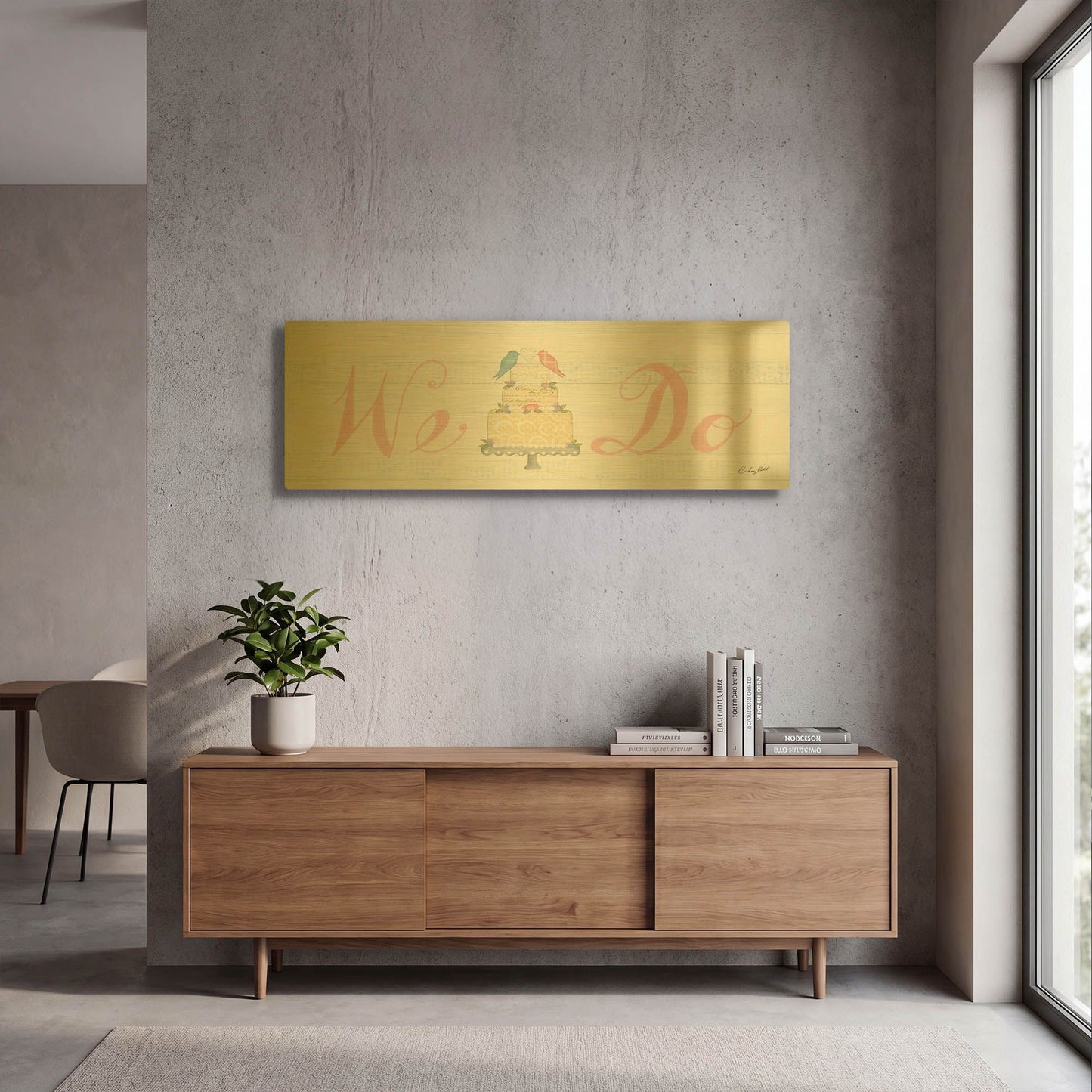 'Lovebirds Sign II' By Courtney Prahl Gold Metal Wall Art
