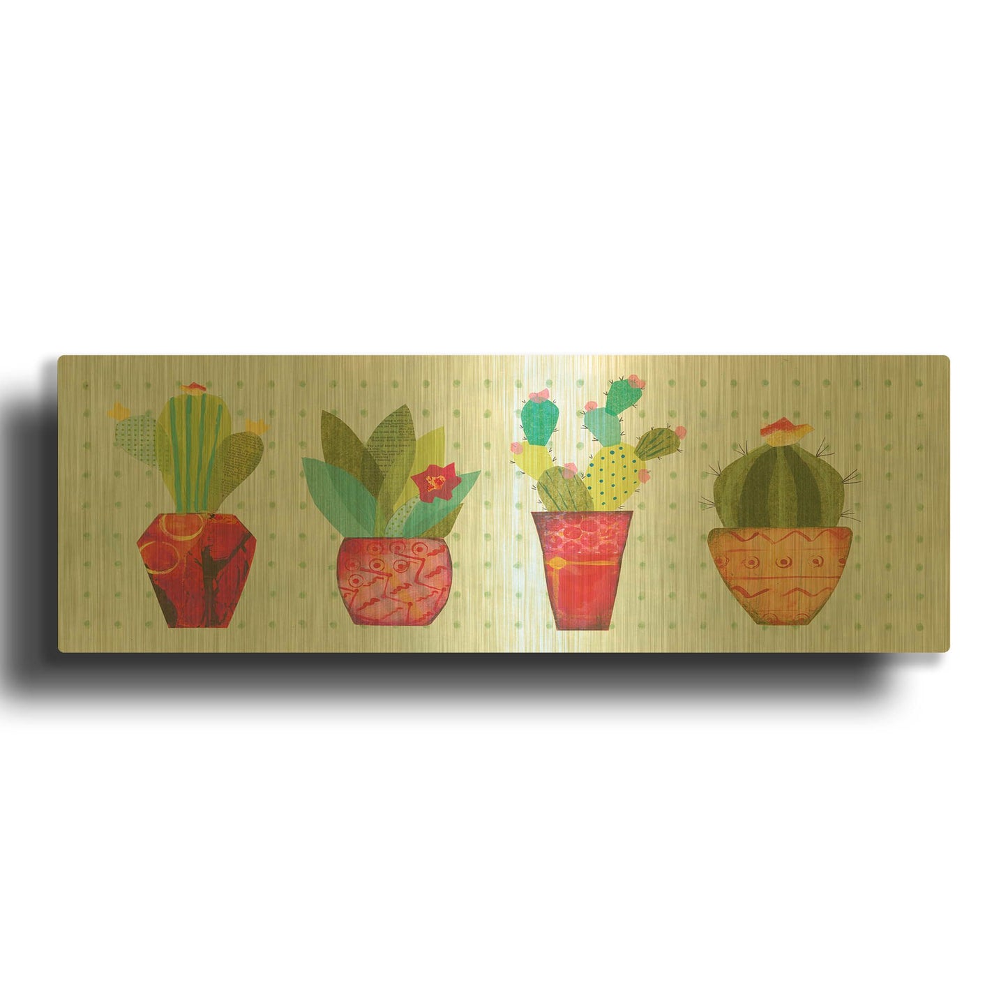 'Southwest Cactus V' By Courtney Prahl Gold Metal Wall Art