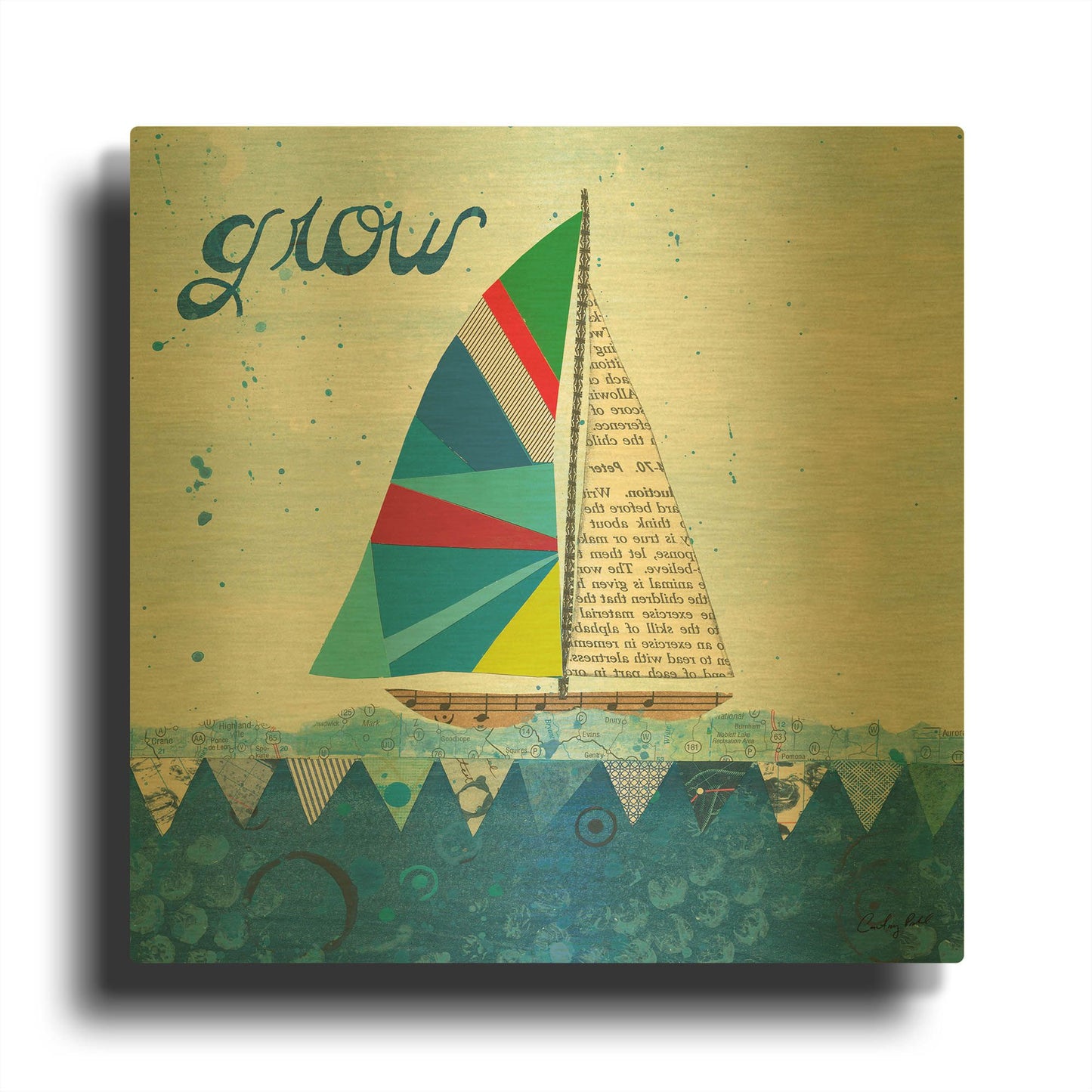 'Rainbow Spinnakers III' By Courtney Prahl Gold Metal Wall Art