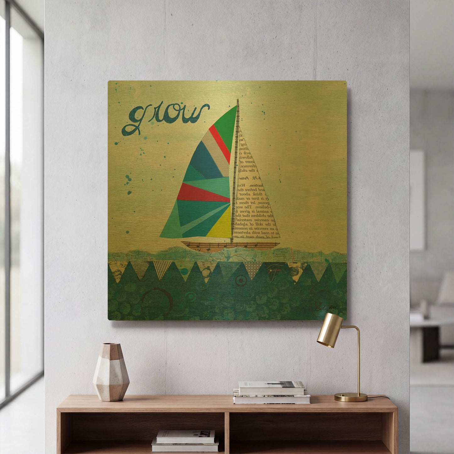 'Rainbow Spinnakers III' By Courtney Prahl Gold Metal Wall Art