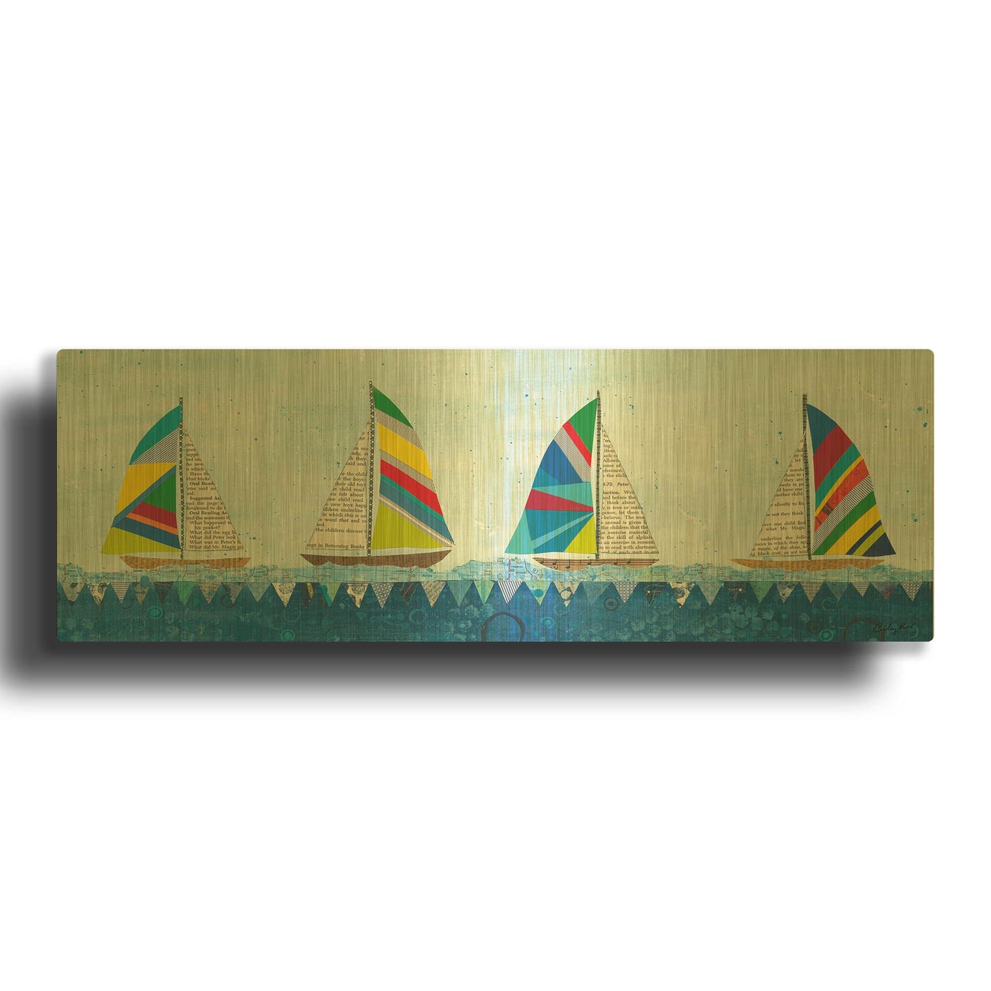 'Rainbow Spinnakers V' By Courtney Prahl Gold Metal Wall Art