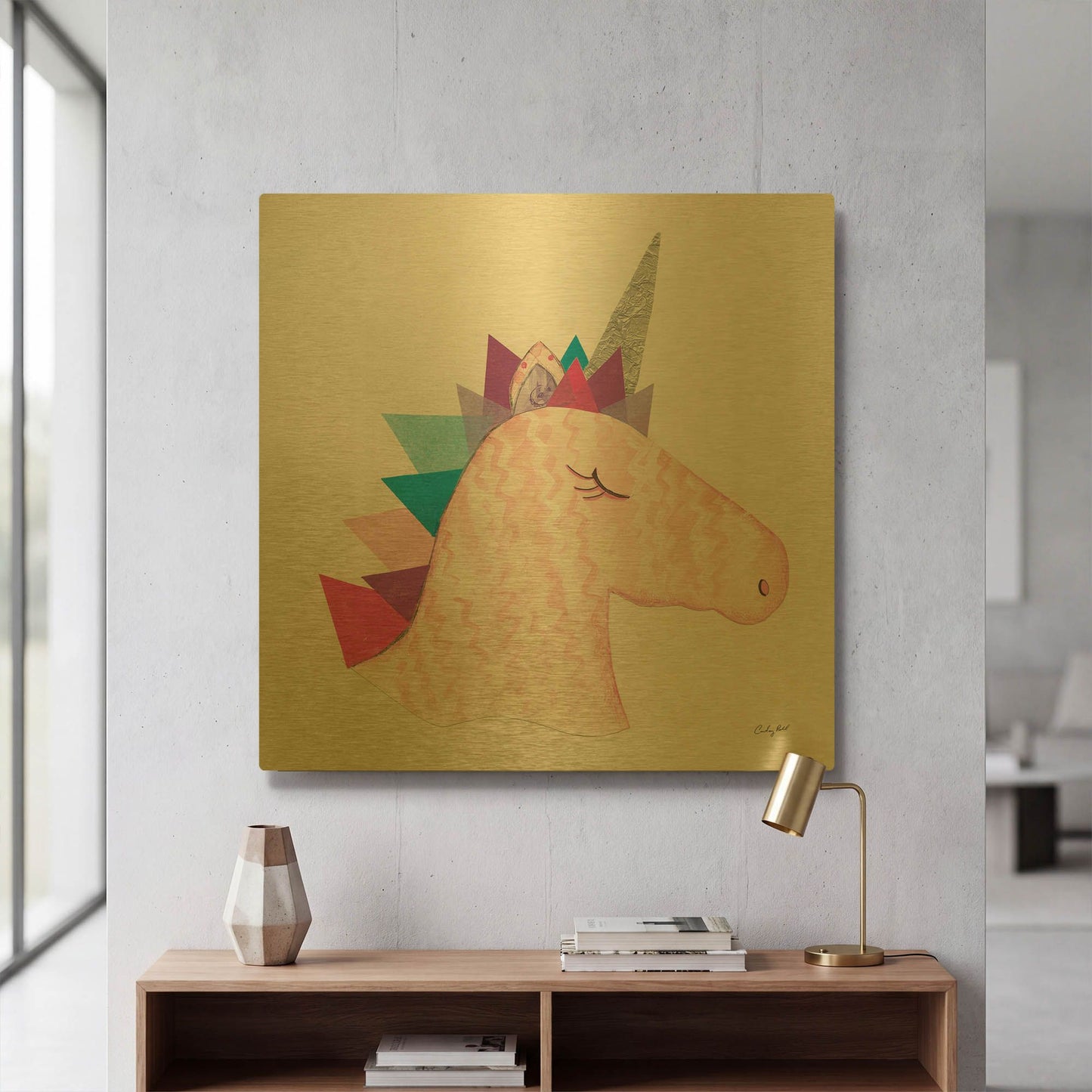 'Unicorn Power I' By Courtney Prahl Gold Metal Wall Art