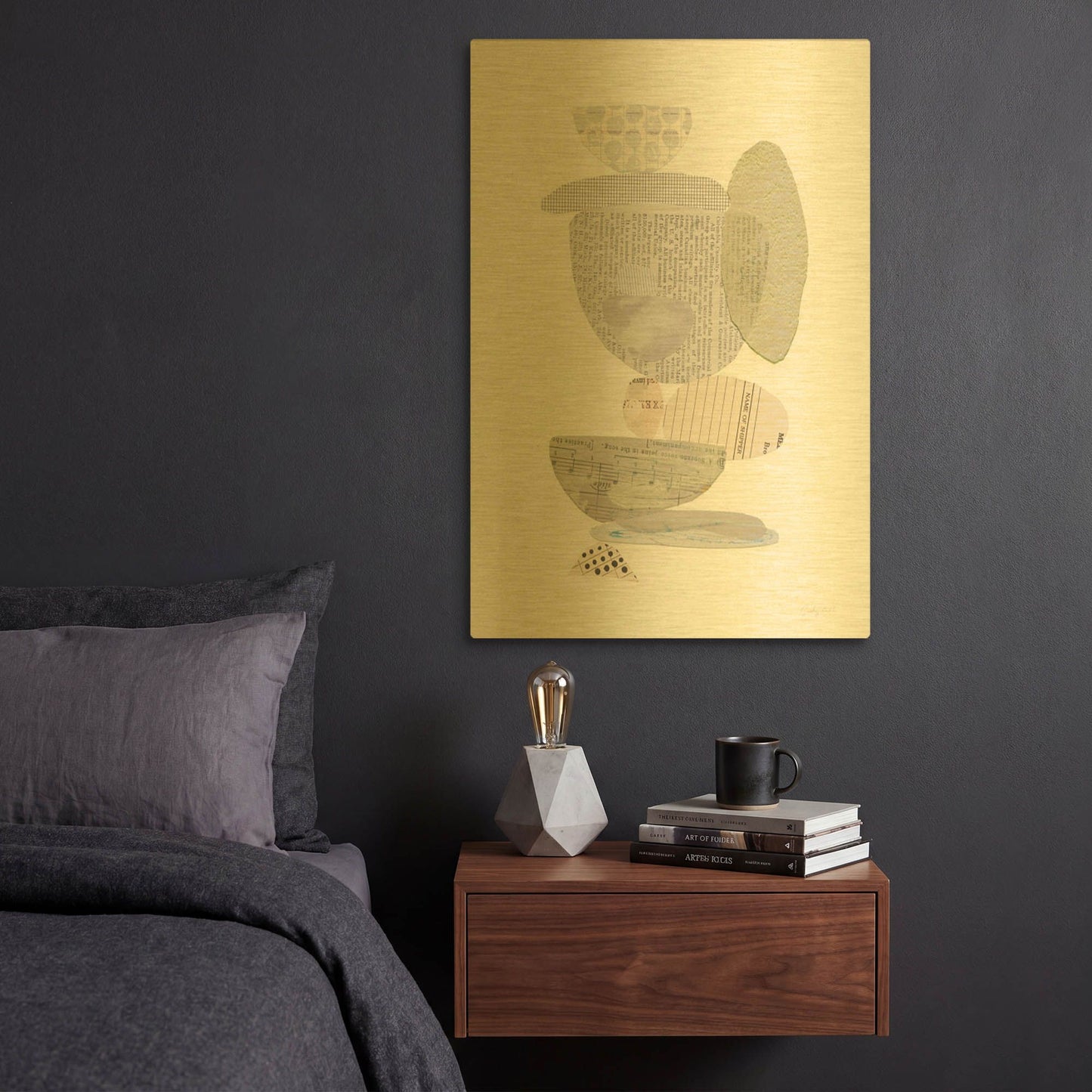 'Whimsy VI Neutral' By Courtney Prahl Gold Metal Wall Art