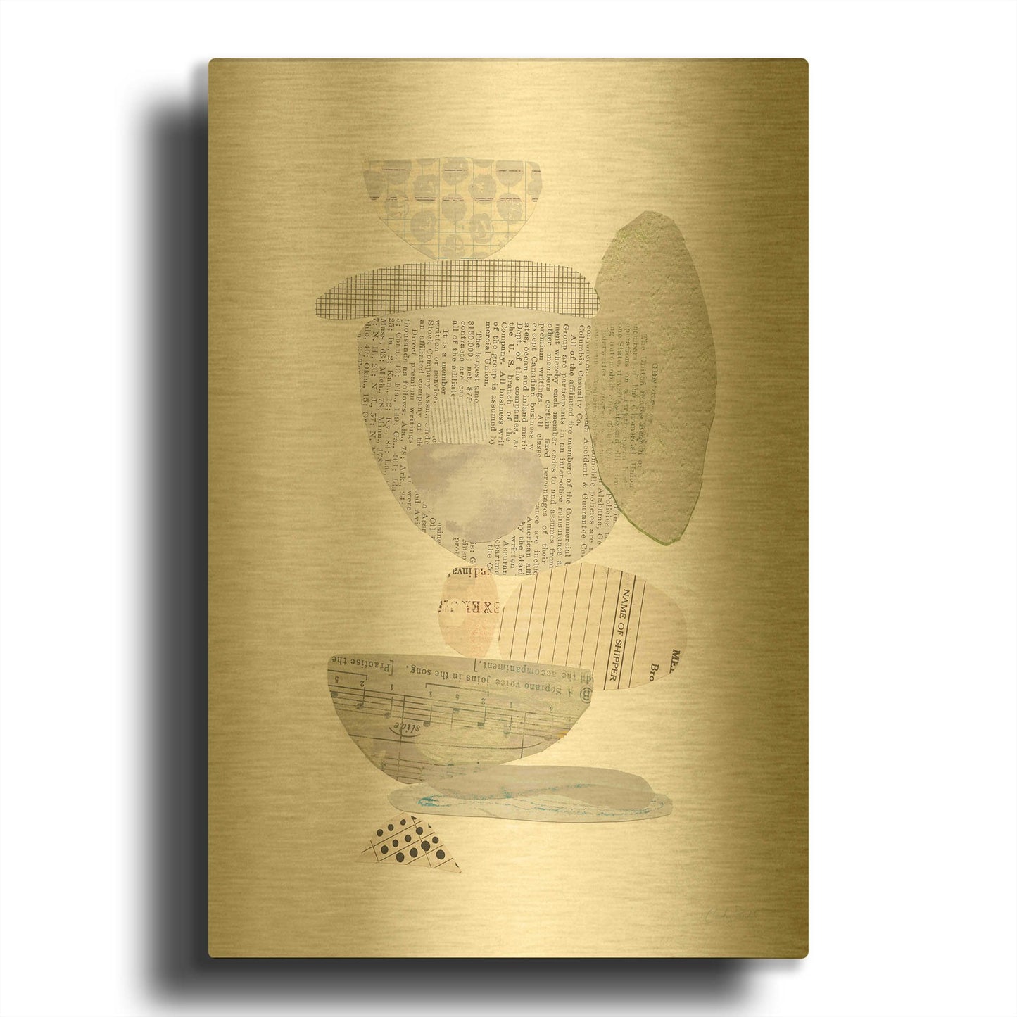 'Whimsy VI Neutral' By Courtney Prahl Gold Metal Wall Art