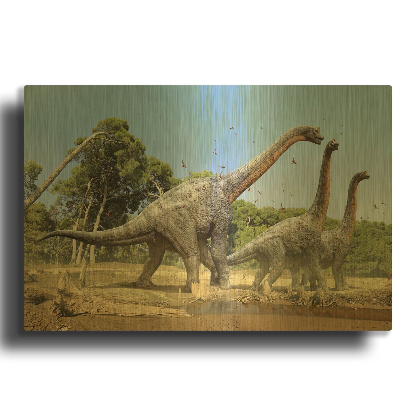 'Brachiosaurus' By Damir Martin Gold Metal Wall Art