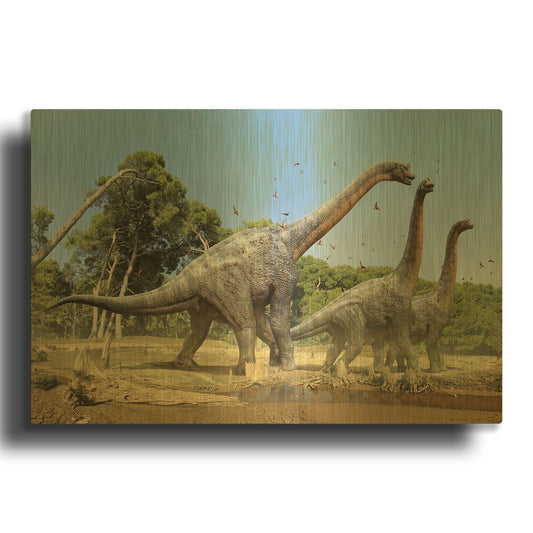 'Brachiosaurus' By Damir Martin Gold Metal Wall Art