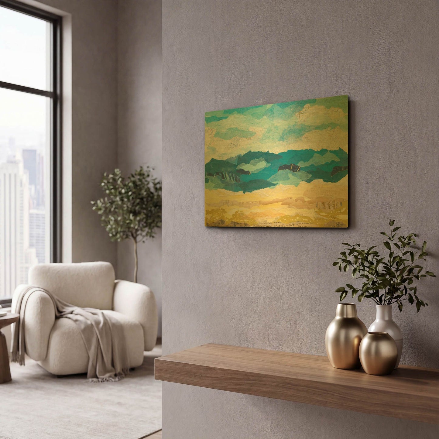 'Abstract Coastal I' By Courtney Prahl Gold Metal Wall Art
