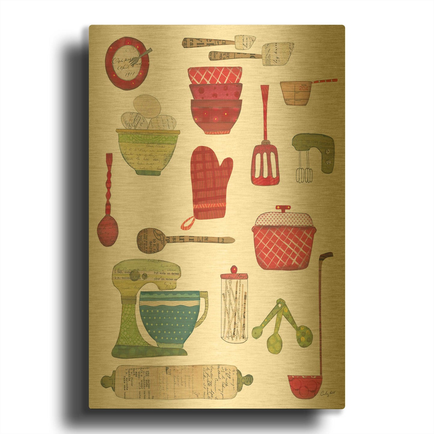 'Cool Kitchen III' By Courtney Prahl Gold Metal Wall Art