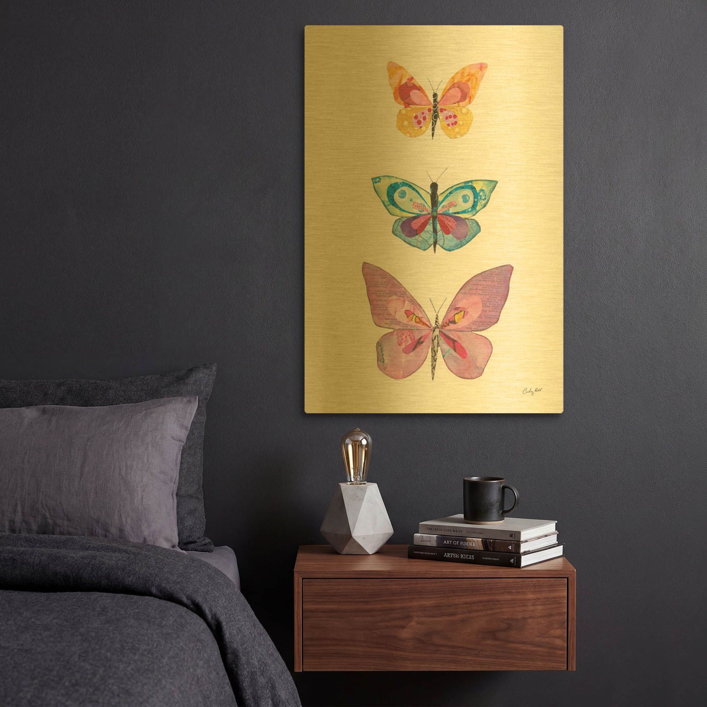 'Butterfly Charts III' By Courtney Prahl Gold Metal Wall Art