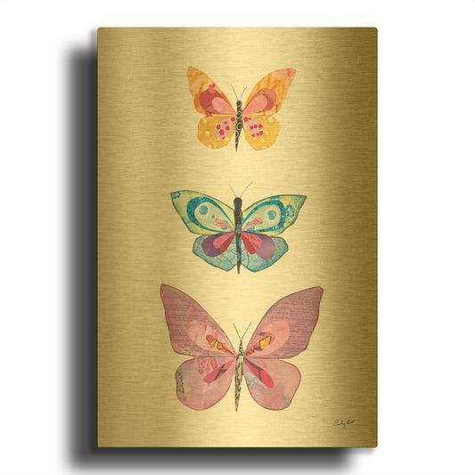 'Butterfly Charts III' By Courtney Prahl Gold Metal Wall Art