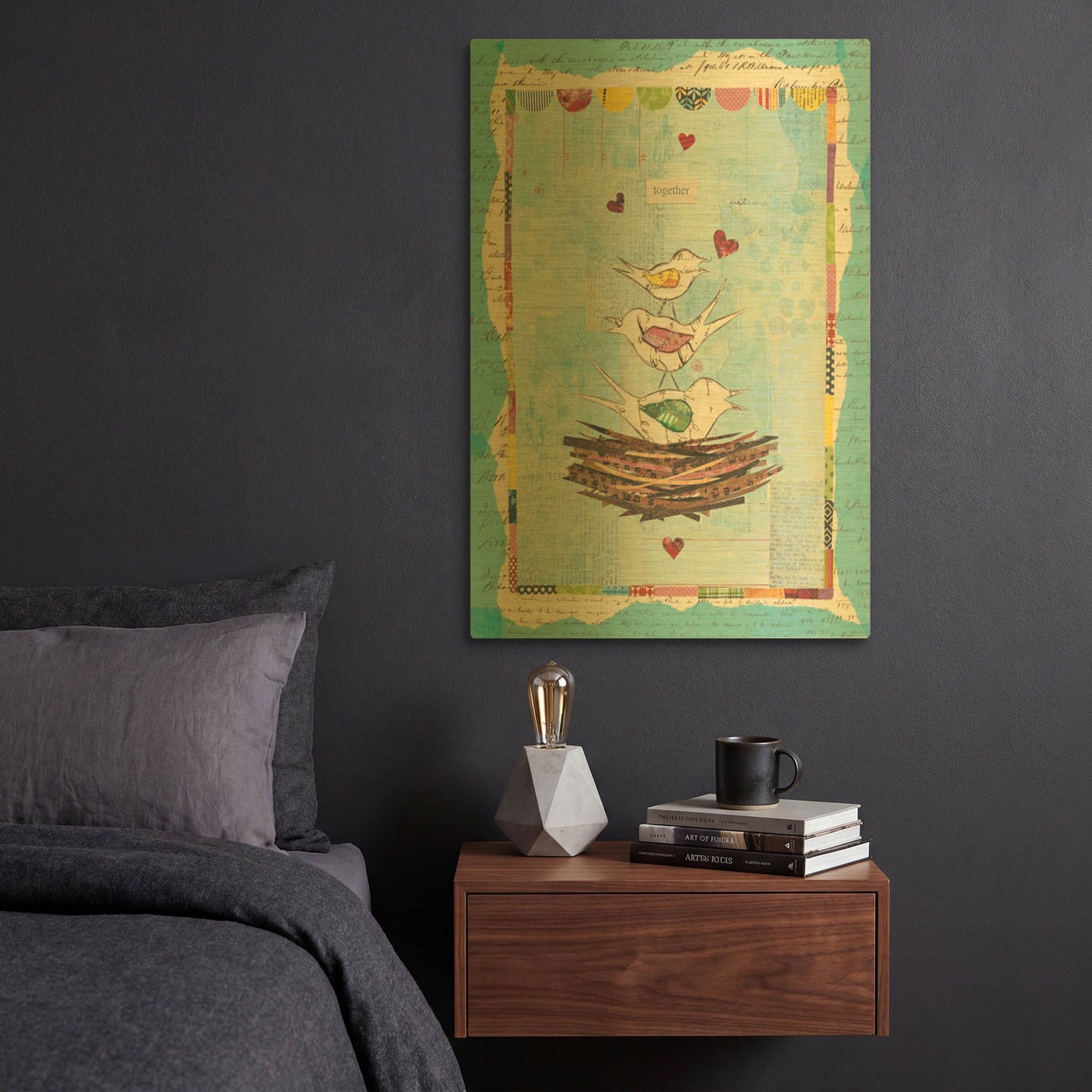 'Family of Love Birds' By Courtney Prahl Gold Metal Wall Art