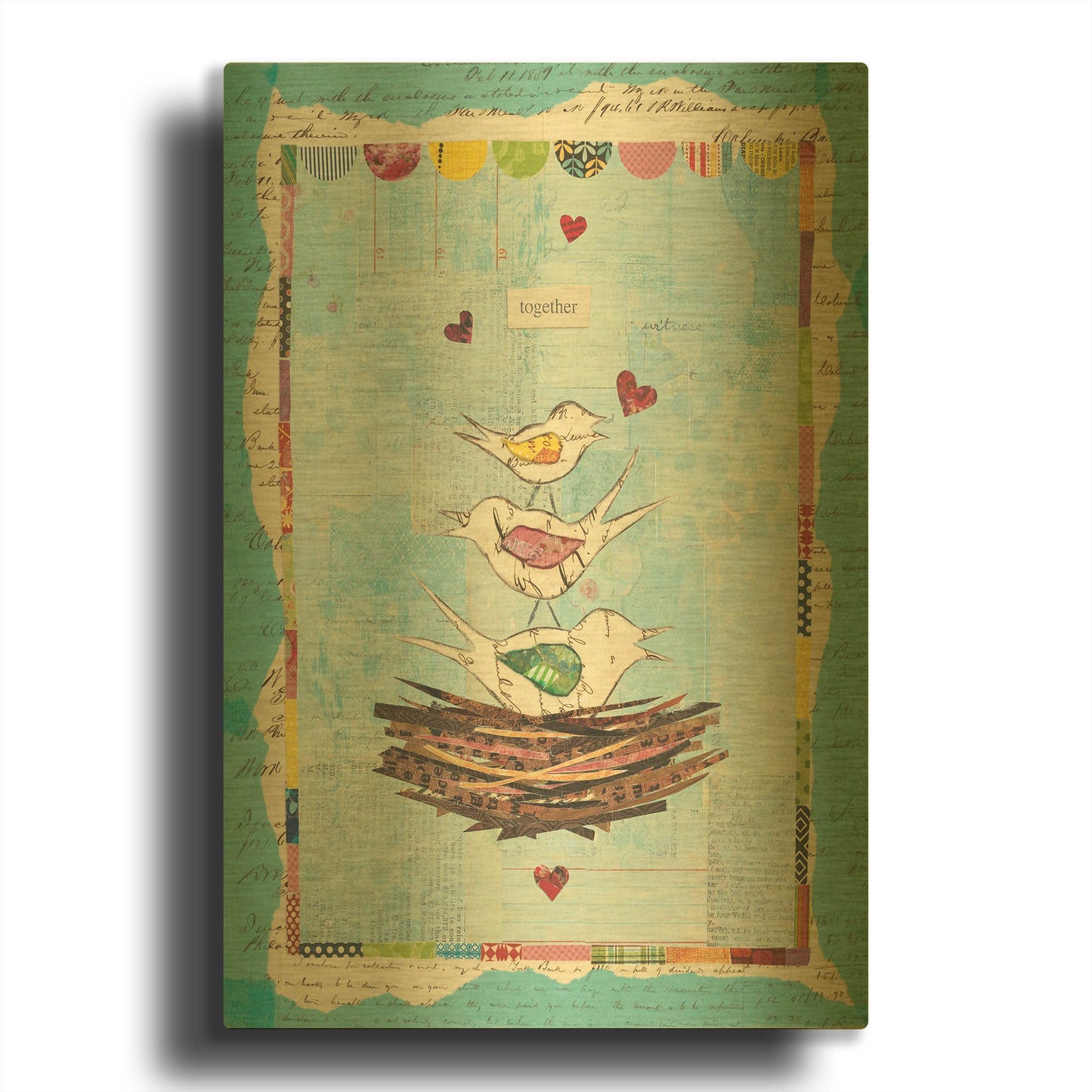 'Family of Love Birds' By Courtney Prahl Gold Metal Wall Art