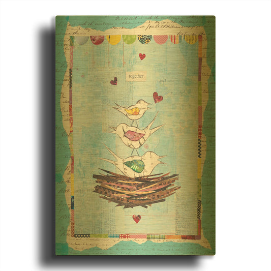 'Family of Love Birds' By Courtney Prahl Gold Metal Wall Art