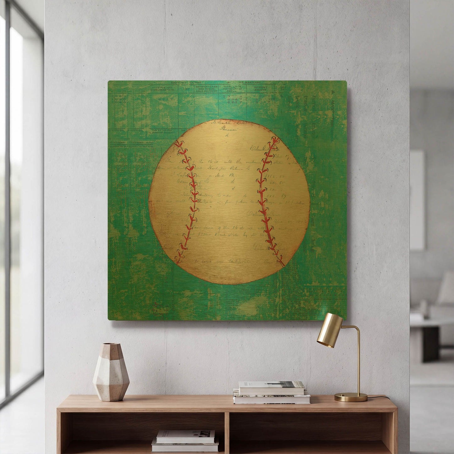 'Play Ball I Bright' By Courtney Prahl Gold Metal Wall Art