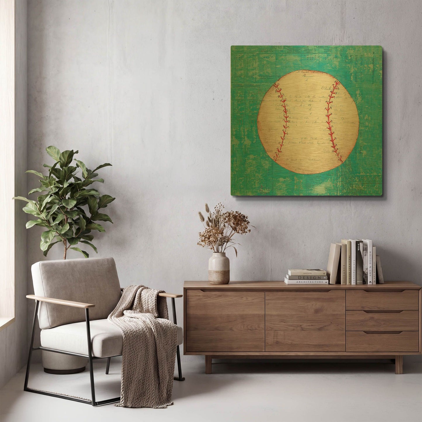 'Play Ball I Bright' By Courtney Prahl Gold Metal Wall Art