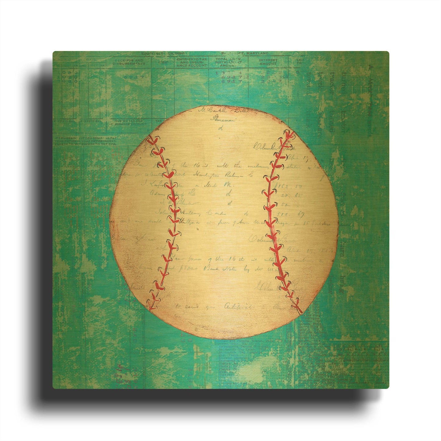 'Play Ball I Bright' By Courtney Prahl Gold Metal Wall Art