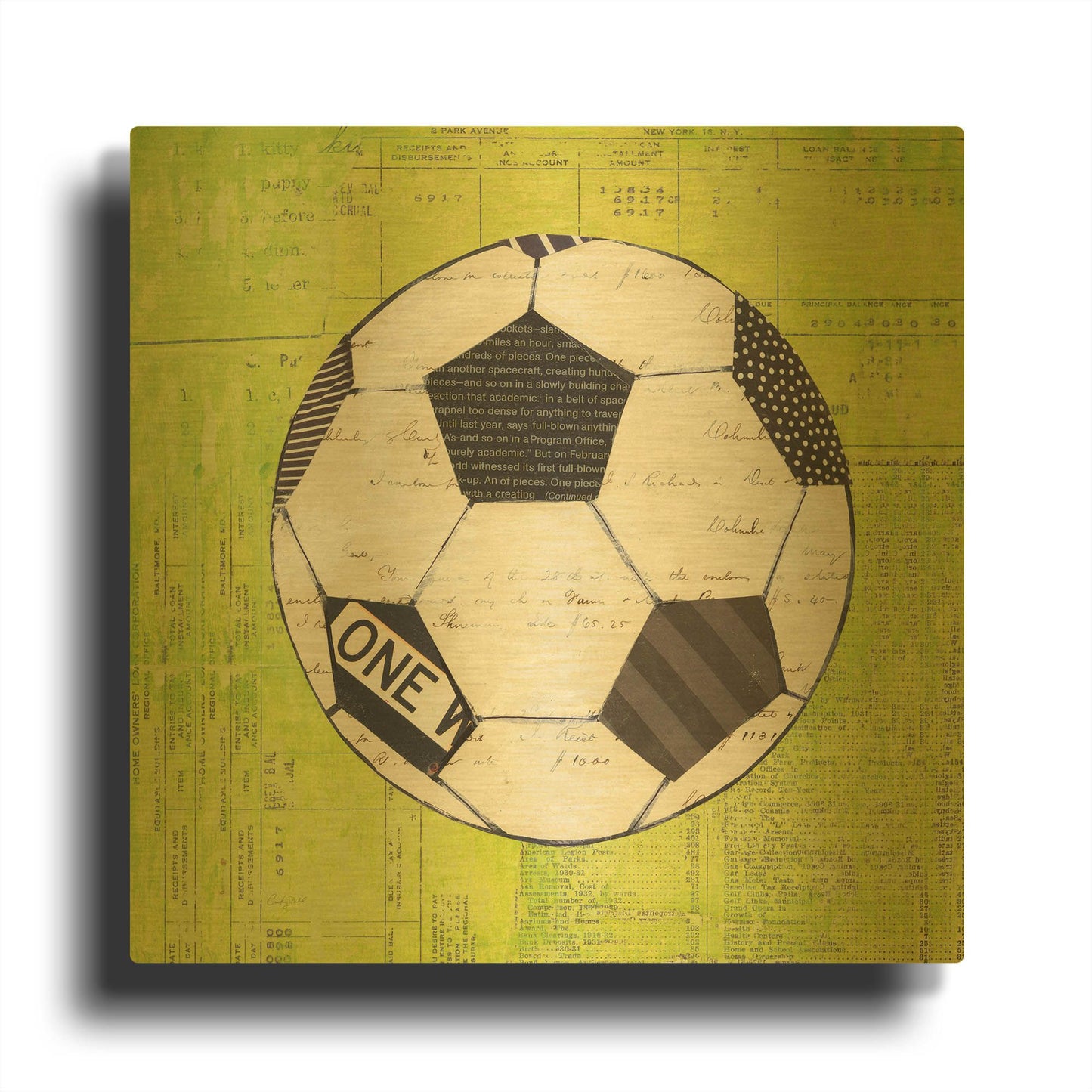 'Play Ball III Bright' By Courtney Prahl Gold Metal Wall Art