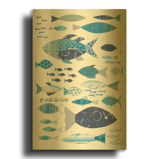 'Go With the Flow II' By Courtney Prahl Gold Metal Wall Art