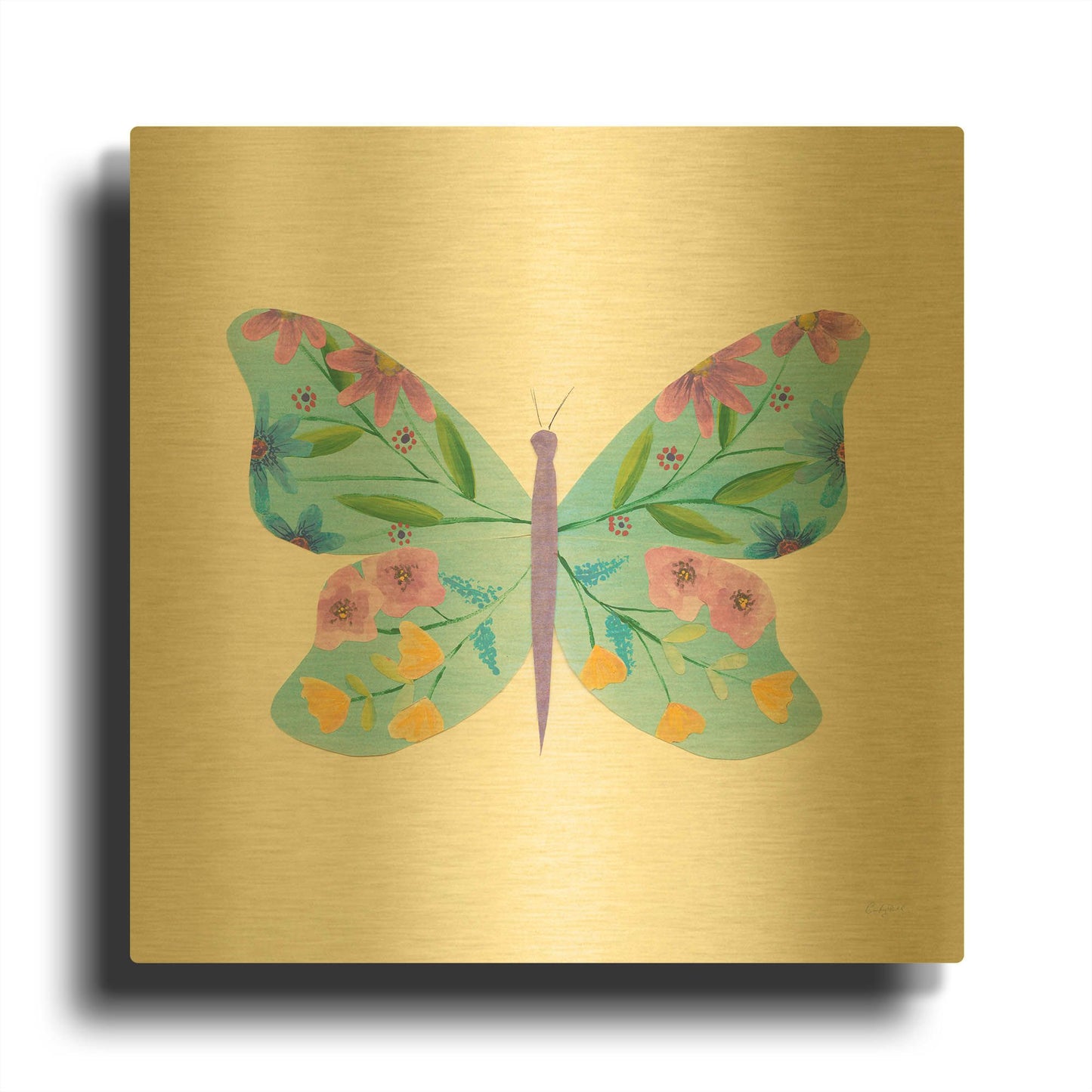 'Butterfly Garden IV' By Courtney Prahl Gold Metal Wall Art