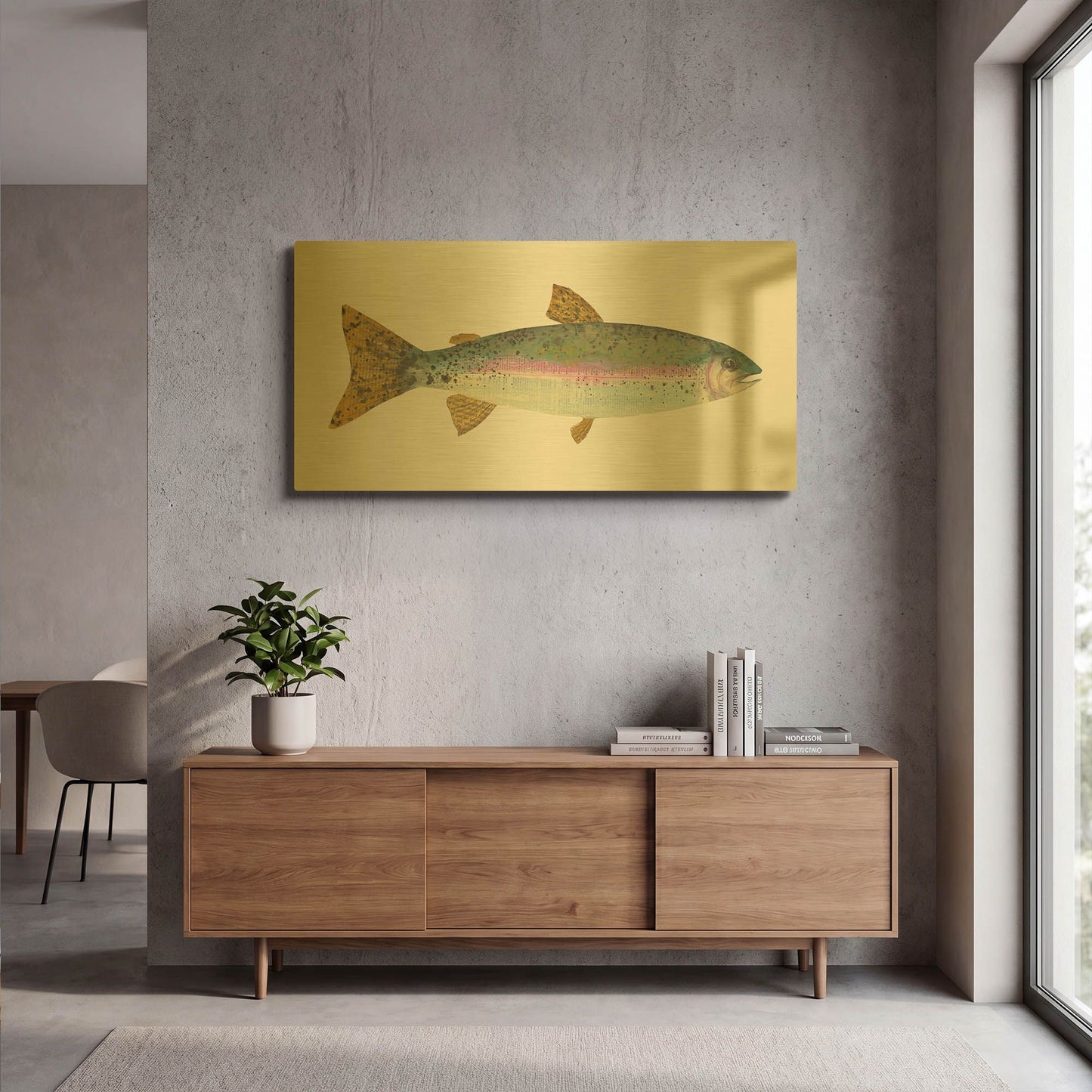 'Angling in the Stream I' By Courtney Prahl Gold Metal Wall Art