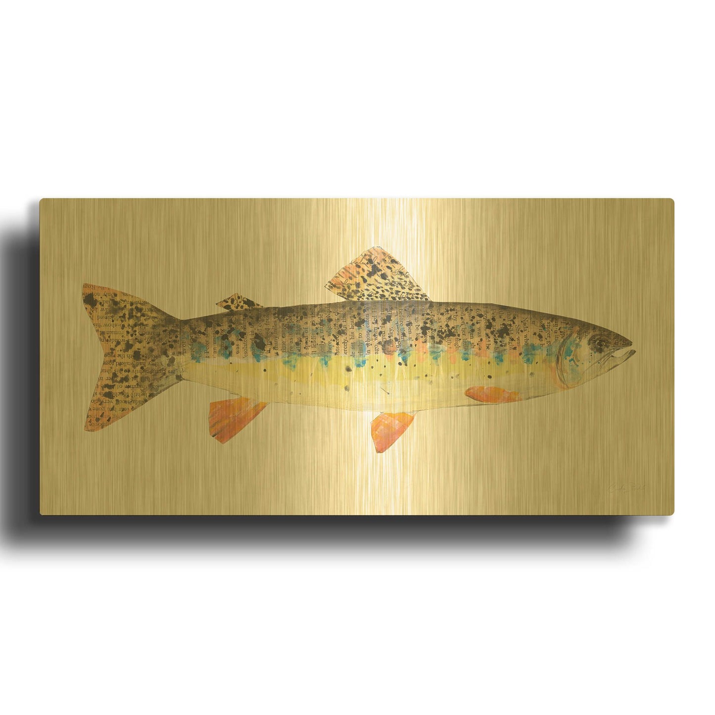 'Angling in the Stream III' By Courtney Prahl Gold Metal Wall Art