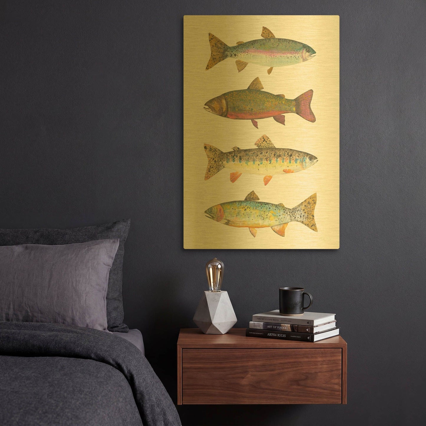 'Angling in the Stream V' By Courtney Prahl Gold Metal Wall Art