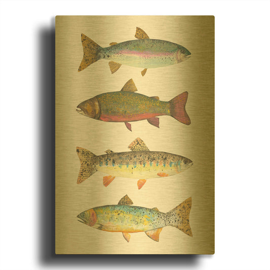 'Angling in the Stream V' By Courtney Prahl Gold Metal Wall Art