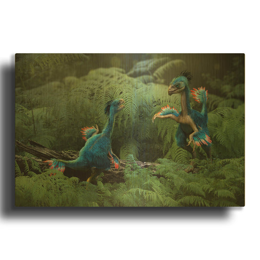 'Caudipteryx' By Damir Martin Gold Metal Wall Art