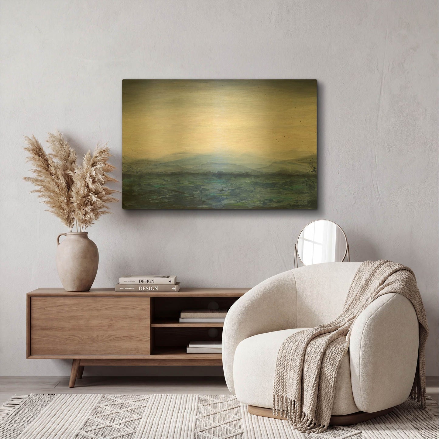 'Mountain Lake' By Courtney Prahl Gold Metal Wall Art