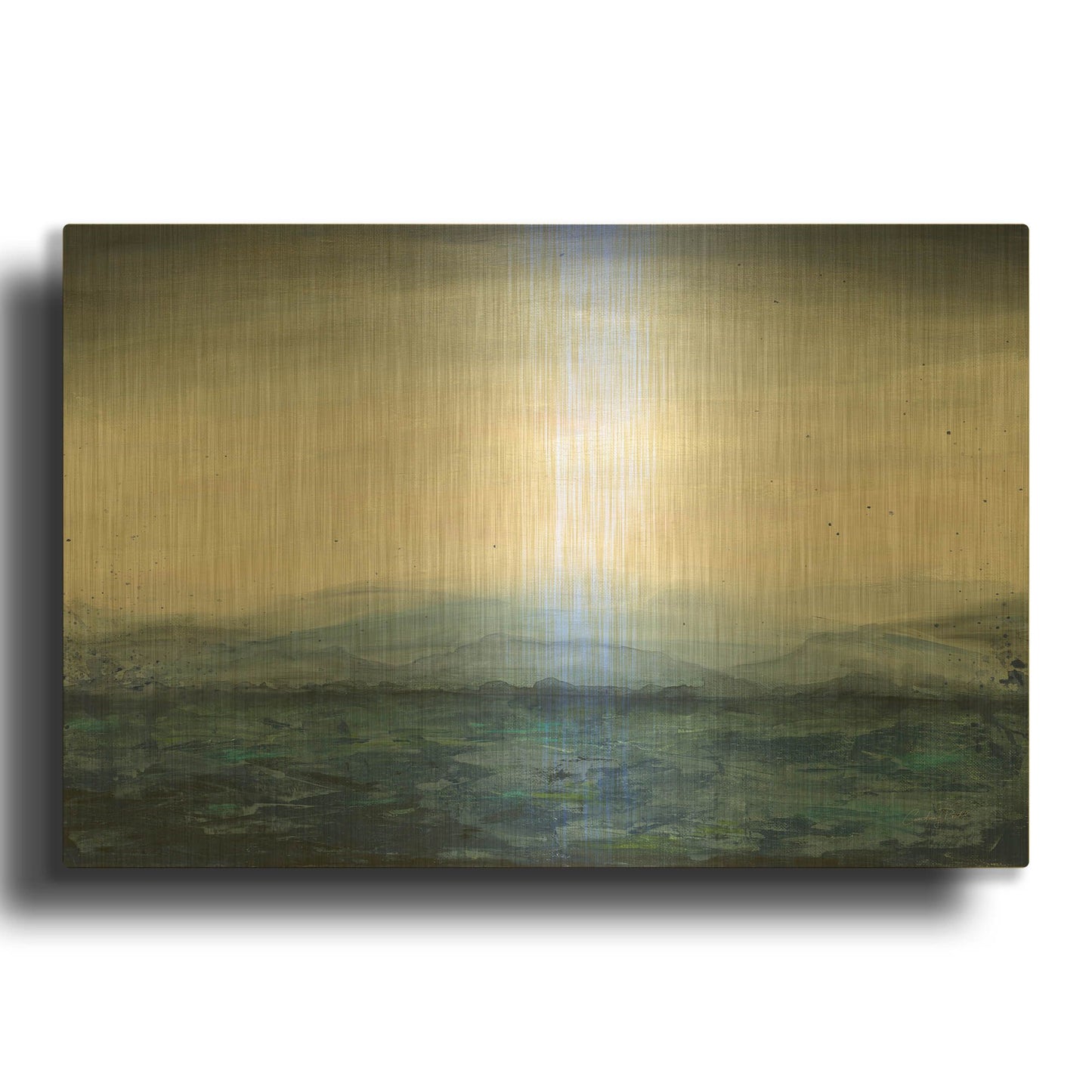 'Mountain Lake' By Courtney Prahl Gold Metal Wall Art