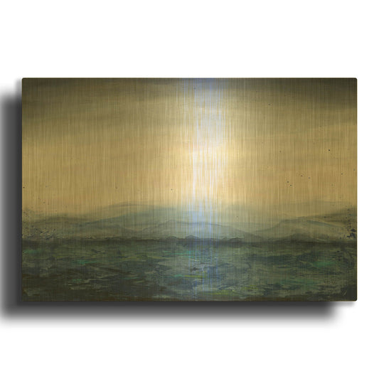 'Mountain Lake' By Courtney Prahl Gold Metal Wall Art